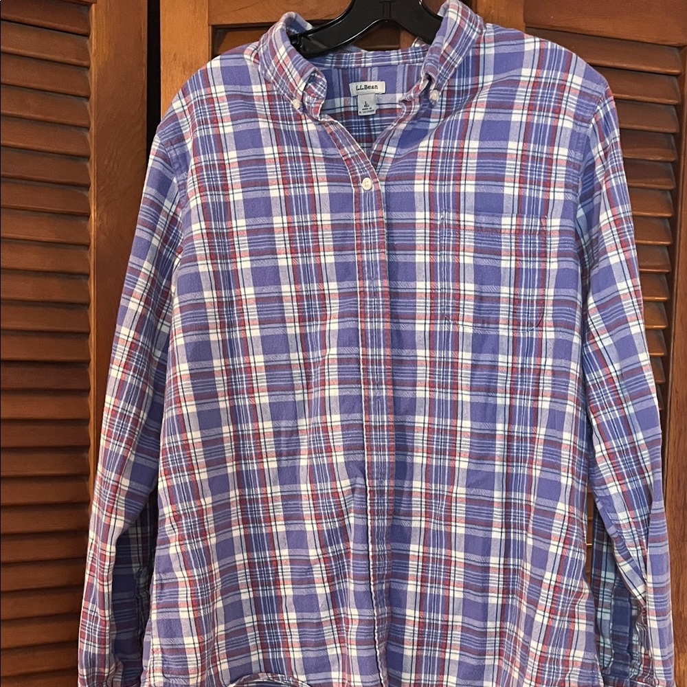 L.L. Bean Women’s Purple and Pink Plaid Shirt